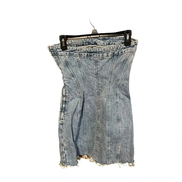 Zara DENIM BANDEAU DRESS  Size Large - Picture 7 of 10